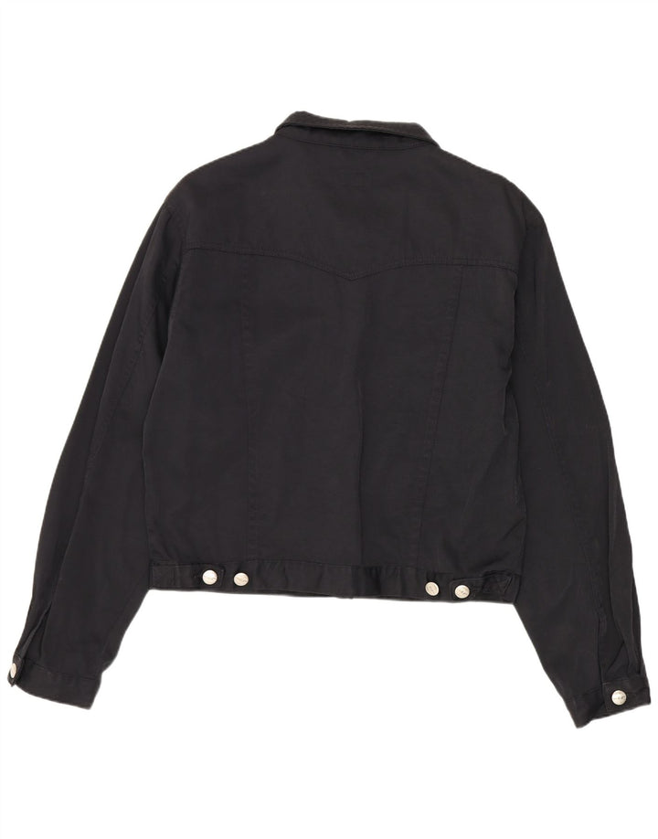 JP COLLECTION Womens Crop Bomber Jacket EU 40 Medium Black Nylon