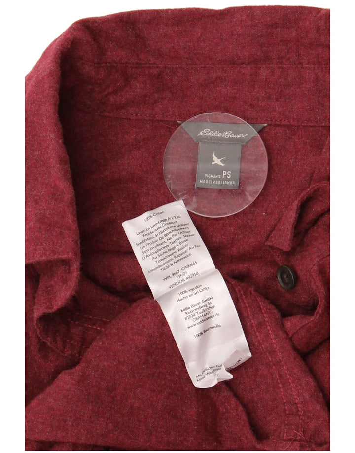 EDDIE BAUER Womens Oversized Shirt UK 10 Small Maroon Cotton