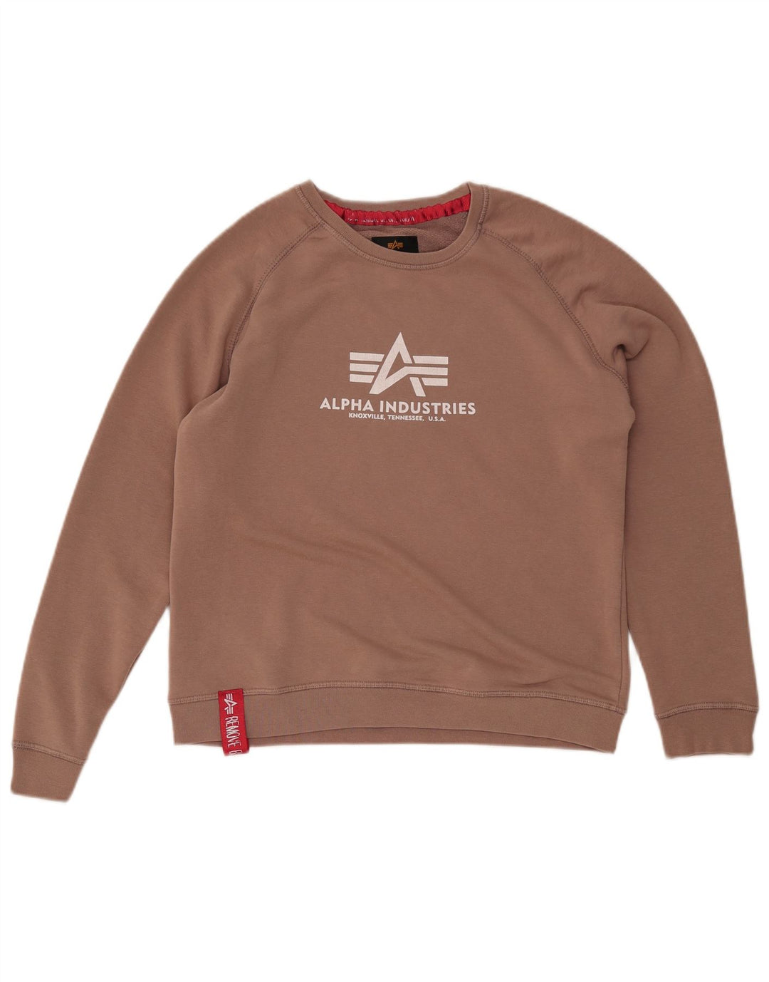 ALPHA INDUSTRIES Womens Graphic Sweatshirt Jumper UK 14 Medium Brown