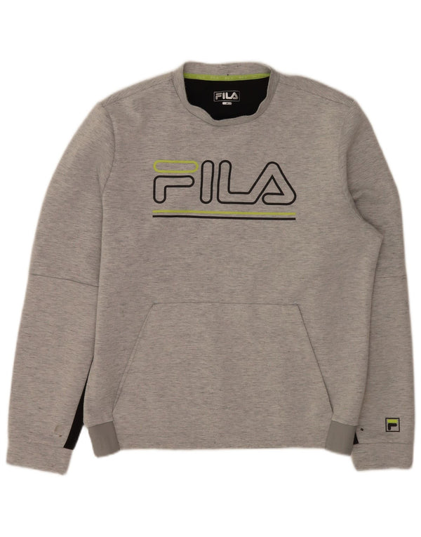 Fila Mens Graphic Sweatshirt Jumper Medium Grey Colourblock Polyester