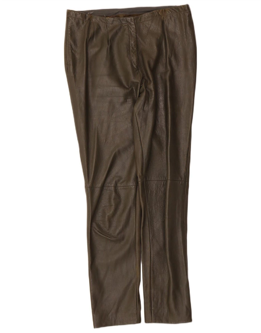 Vintage Womens Leather Trousers W32 L29 Khaki