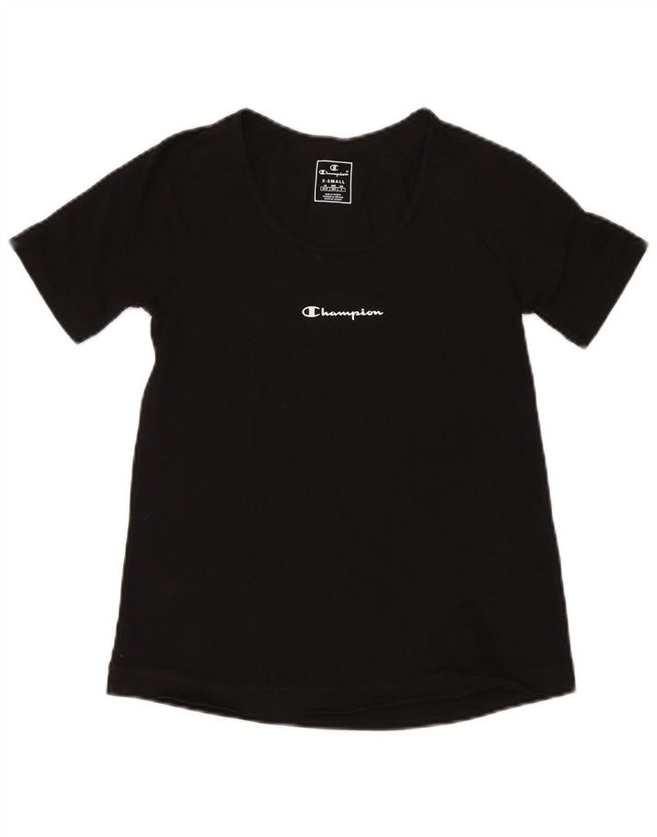 CHAMPION Womens T-Shirt Top UK 6 XS Black Cotton