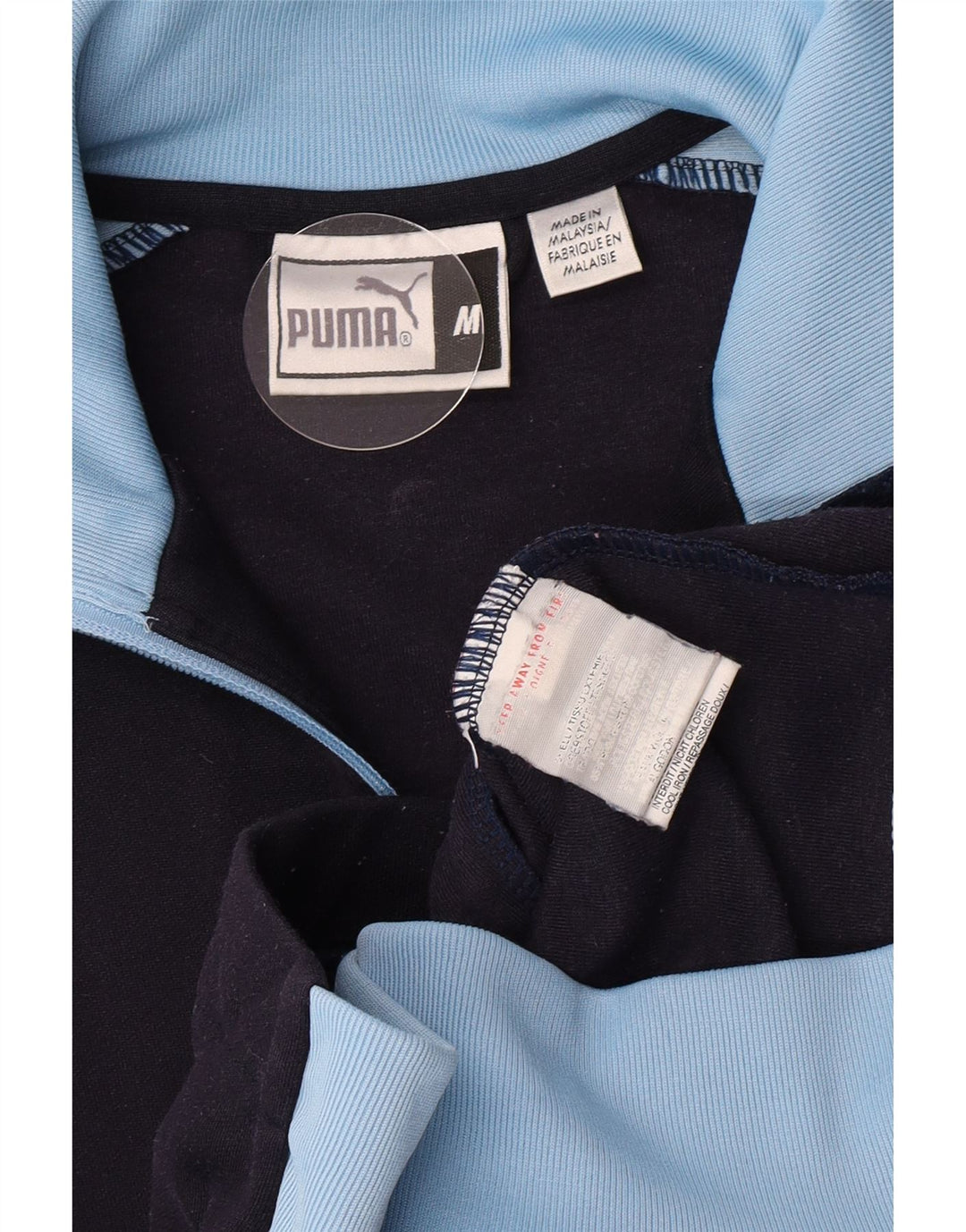 Puma Mens Tracksuit Top Jacket Medium Navy Blue Colourblock Polyester