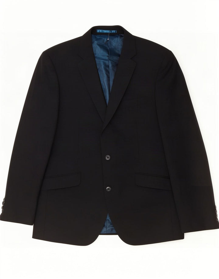 Marks & Spencer Mens 2 Button Blazer Jacket UK 42 Large Black Wool