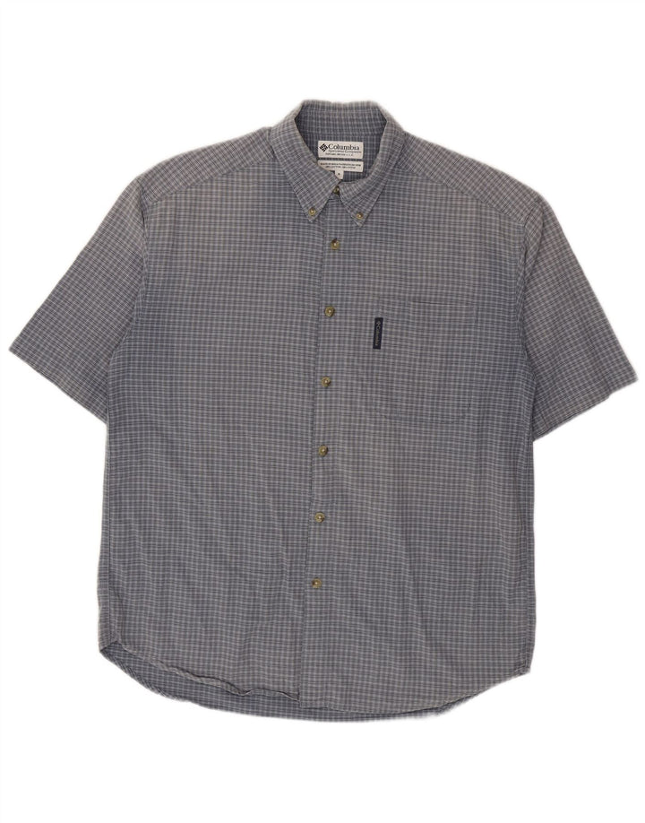Columbia Mens Short Sleeve Shirt Medium Blue Check Cotton