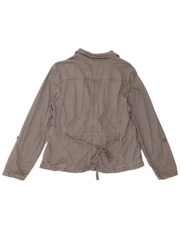 Eddie Bauer Womens 2 Button Blazer Jacket UK 18 XL Grey Cotton