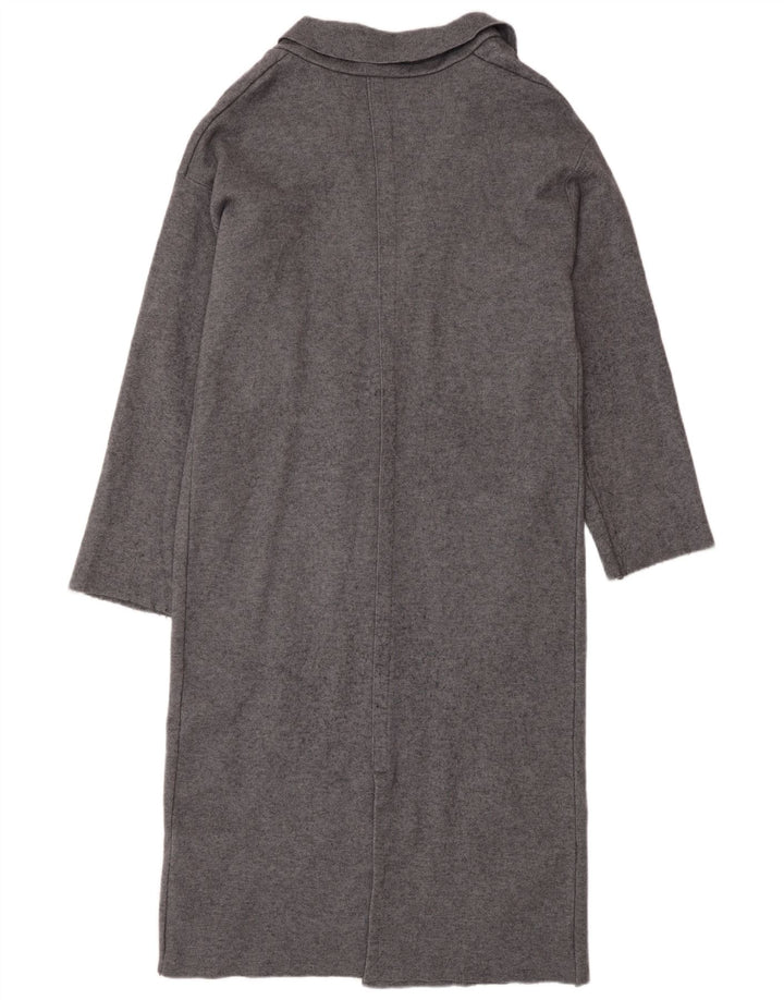 Zara Womens Longline Cardigan Sweater UK 14 Medium Grey Viscose