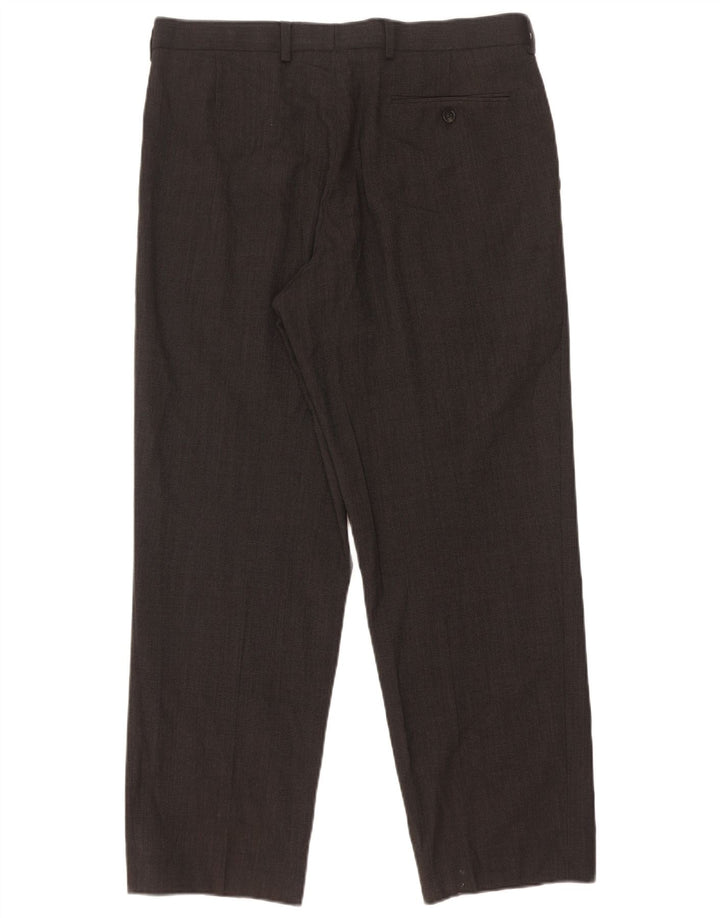 Marks & Spencer Mens Straight Suit Trousers W34 L29 Grey Polyester