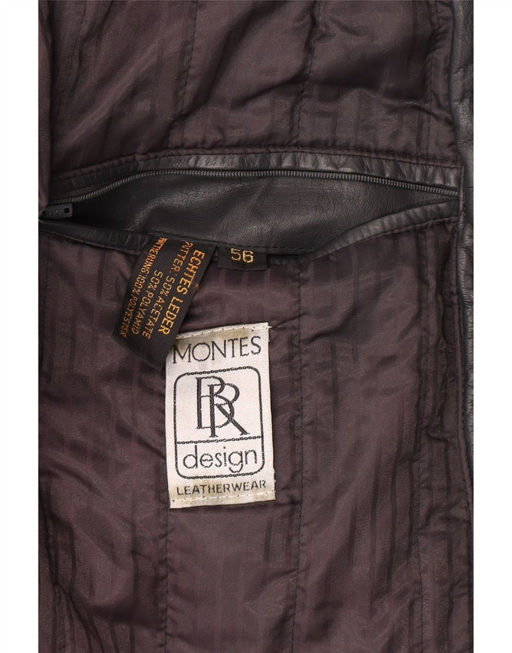 Montes Mens Leather Coat IT 56 3XL Black Leather