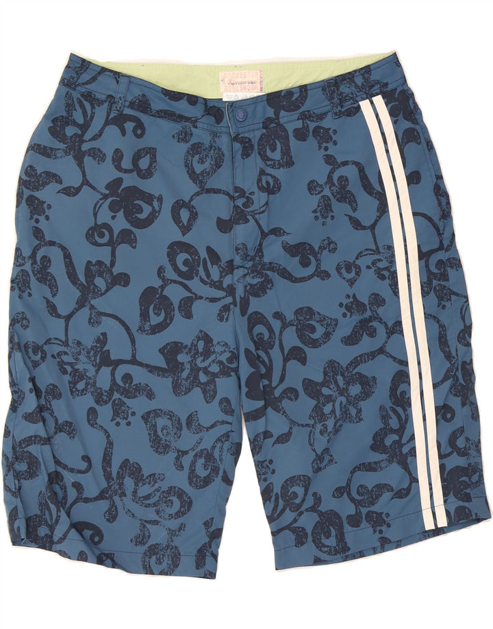 CHAMPION Mens Chino Shorts W34 Large  Blue Floral Polyamide Vintage Champion and Second-Hand Champion from Messina Hembry 