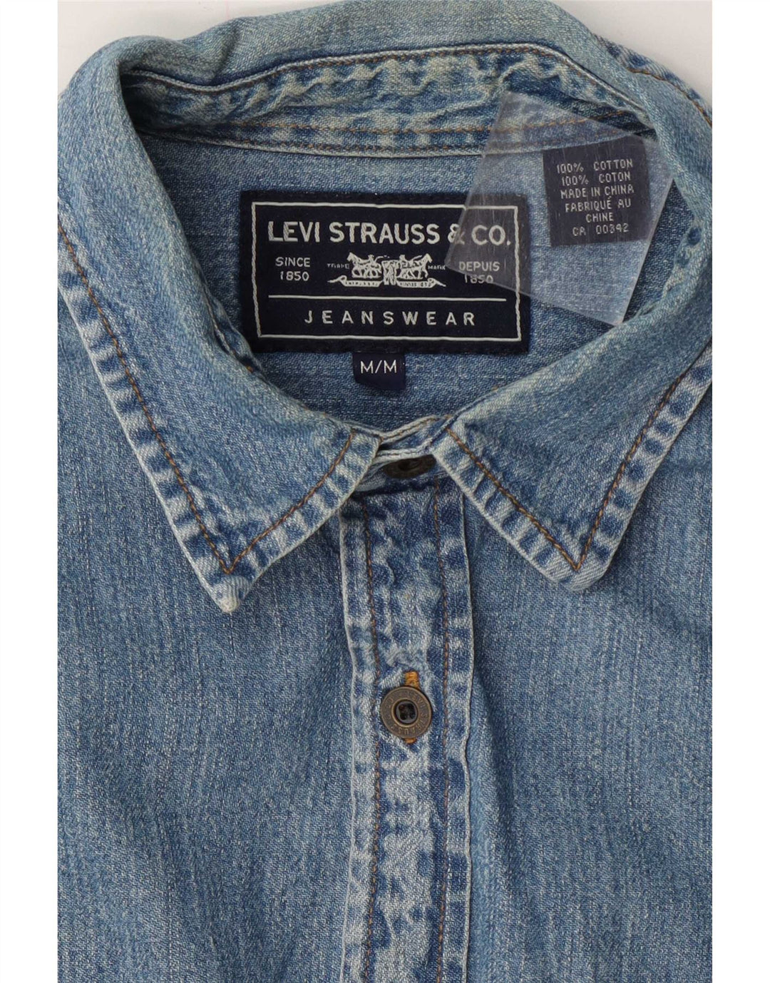 Levi's Mens Short Sleeve Denim Shirt Medium Blue Cotton