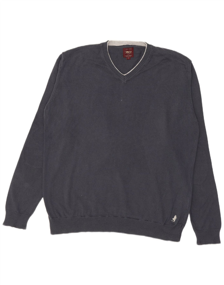 Marlboro Classics Mens V-Neck Jumper Sweater Medium Grey Cotton