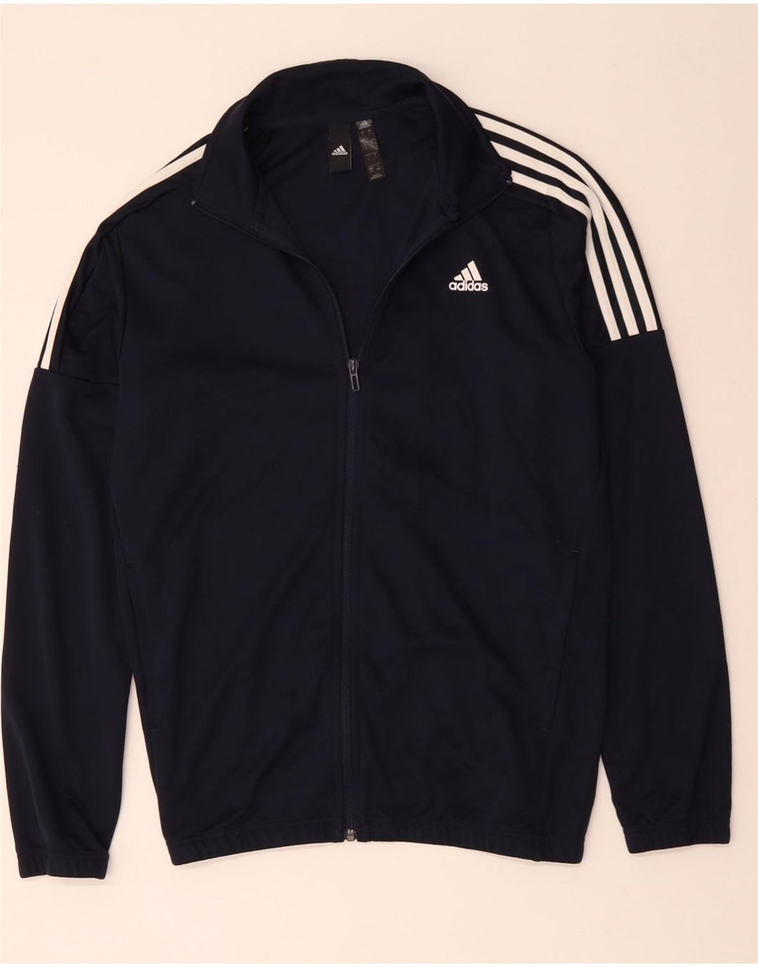 ADIDAS Mens Tracksuit Top Jacket Large Navy Blue Polyester