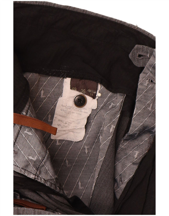 Trussardi Womens Straight Suit Trousers W33 L30 Grey Cotton