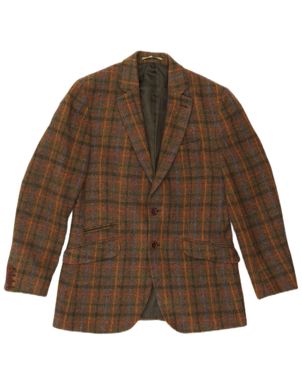 Crew Clothing Mens 2 Button Blazer Jacket UK 38 Medium Brown Check Wool