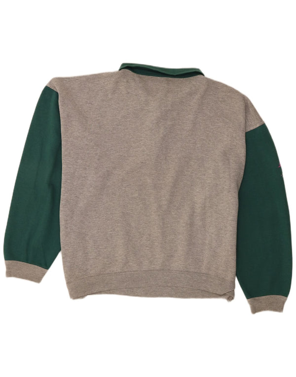 Roby Mens Polo Neck Sweatshirt Jumper 2XL Grey Colourblock Cotton