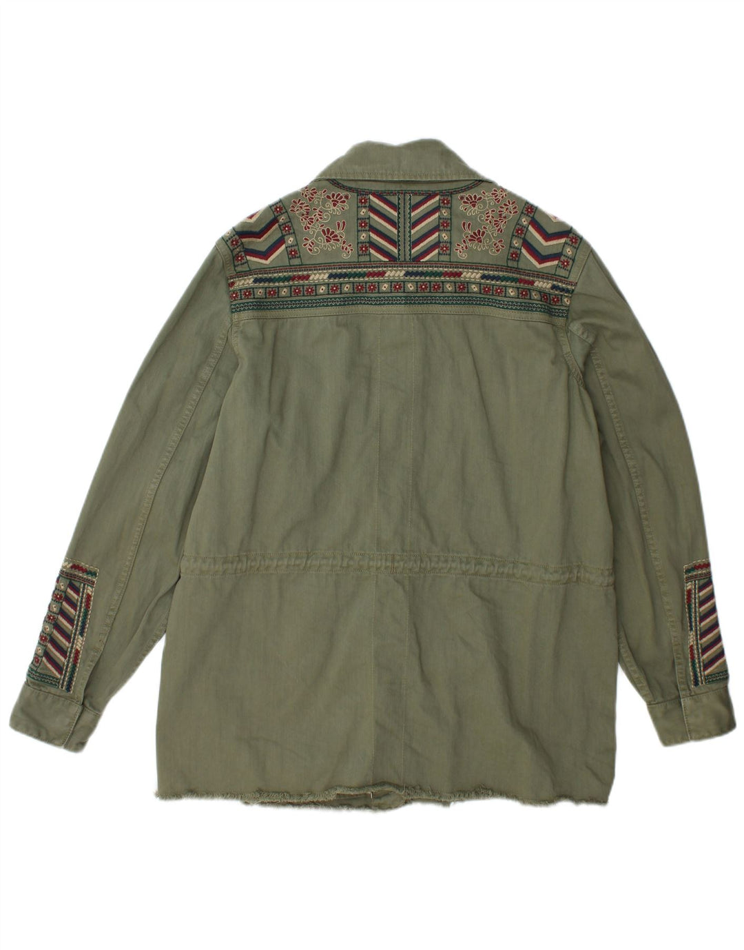 SUPERDRY Womens Loose Fit Military Jacket UK 12 Medium Green Fair Isle