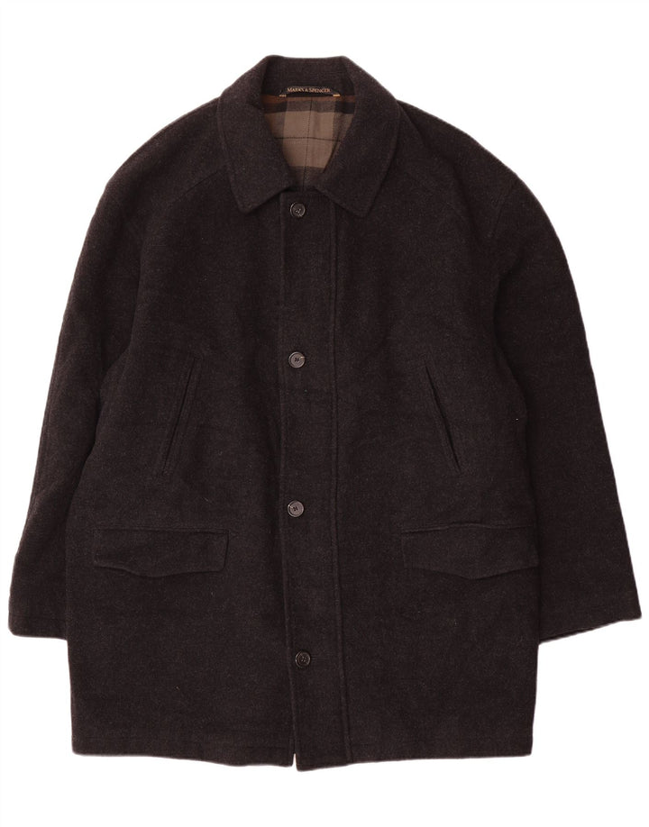 Marks & Spencer Mens Overcoat UK 40 Large Grey Virgin Wool
