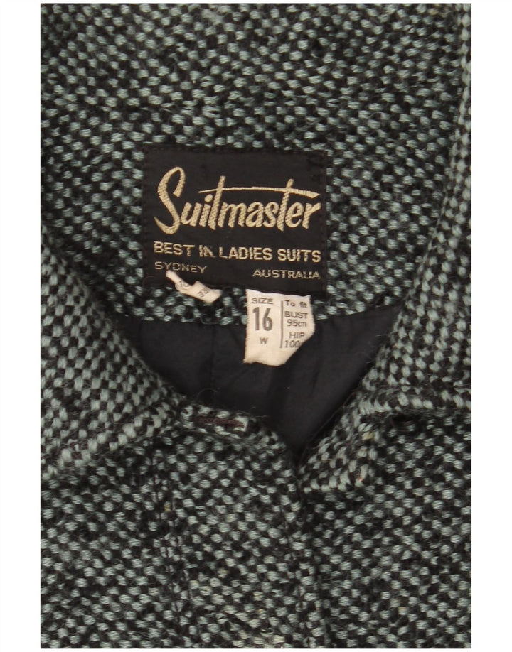 VINTAGE Womens 6 Button Blazer Jacket UK 16 Large Grey Flecked Wool