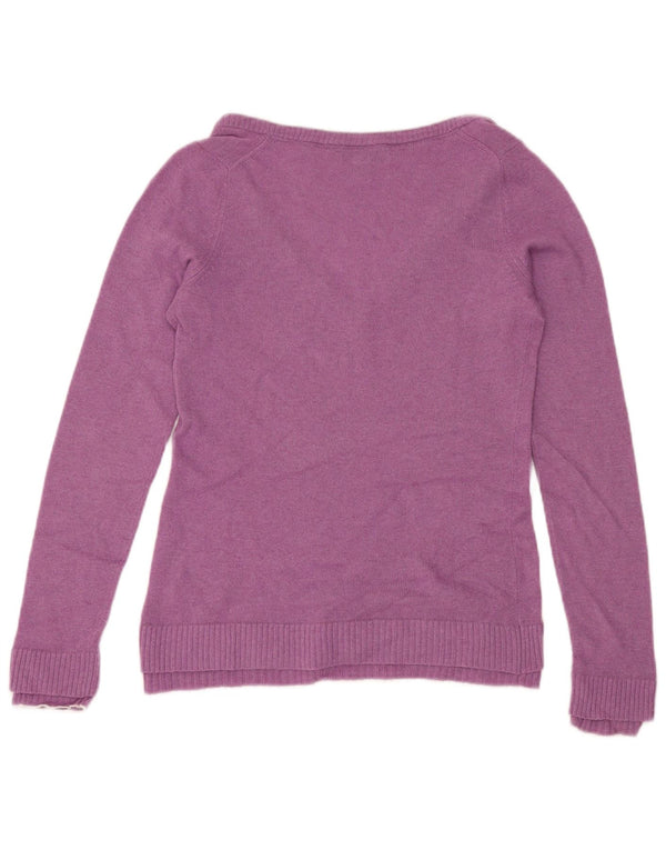 Banana Republic Womens V-Neck Jumper Sweater UK 10 Small Purple Wool