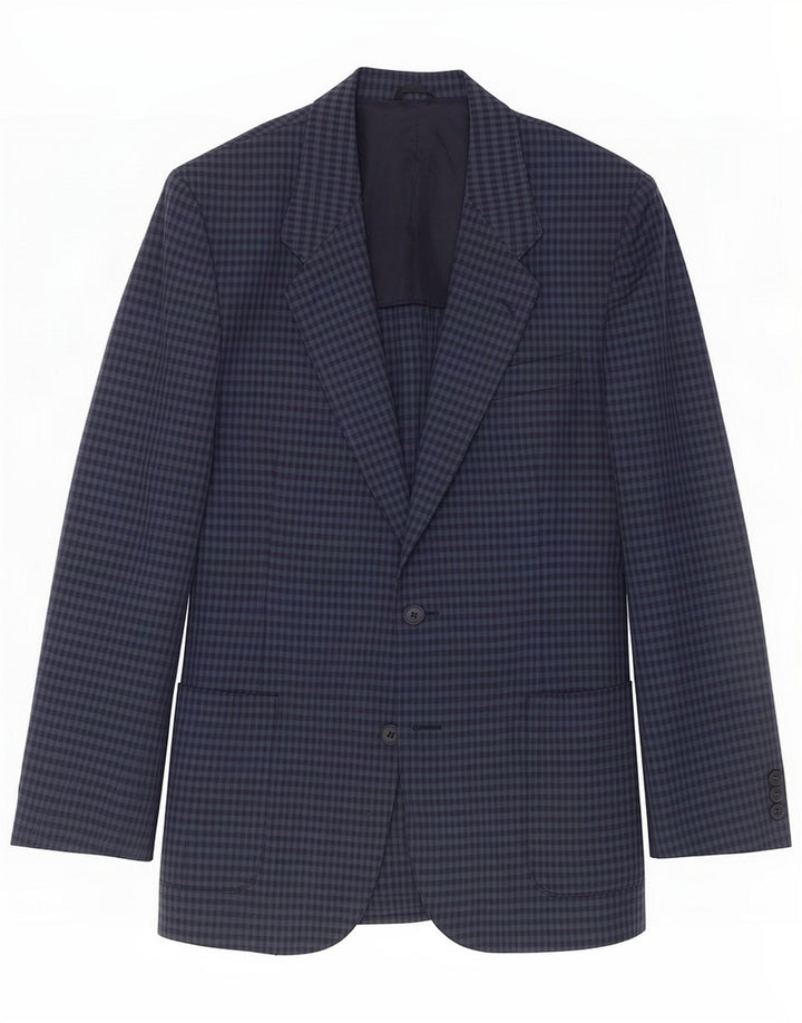 Vintage Mens 2 Button Blazer Jacket IT 50 Large Navy Blue Gingham