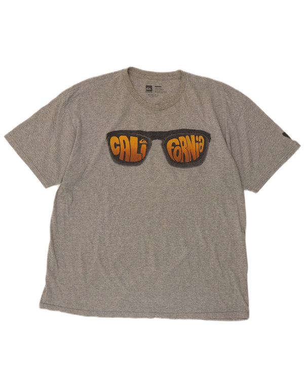 Quiksilver Mens Graphic T-Shirt Top XL Grey Cotton