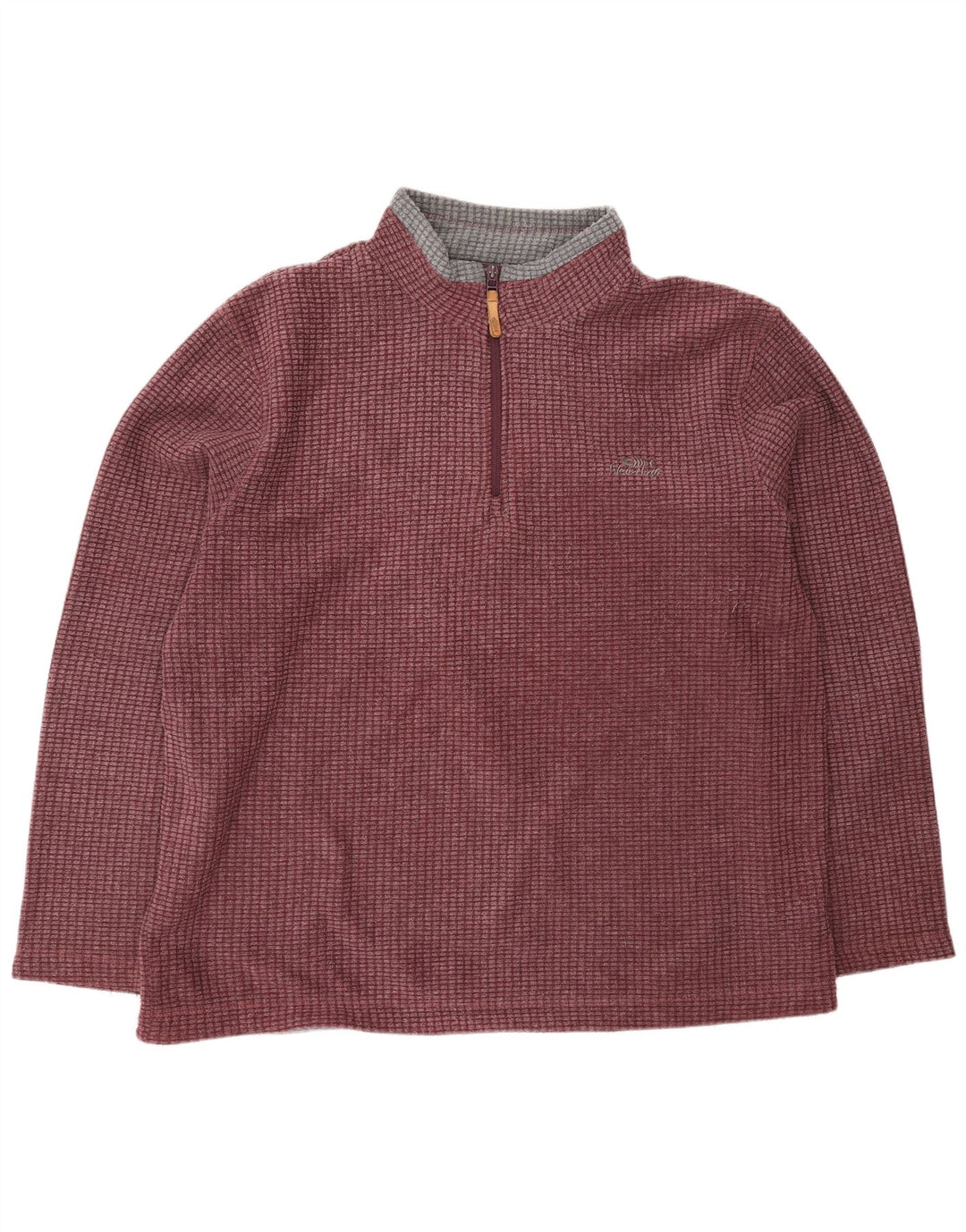 Weird Fish Mens Zip Neck Sweatshirt Jumper 2XL Burgundy Polyester