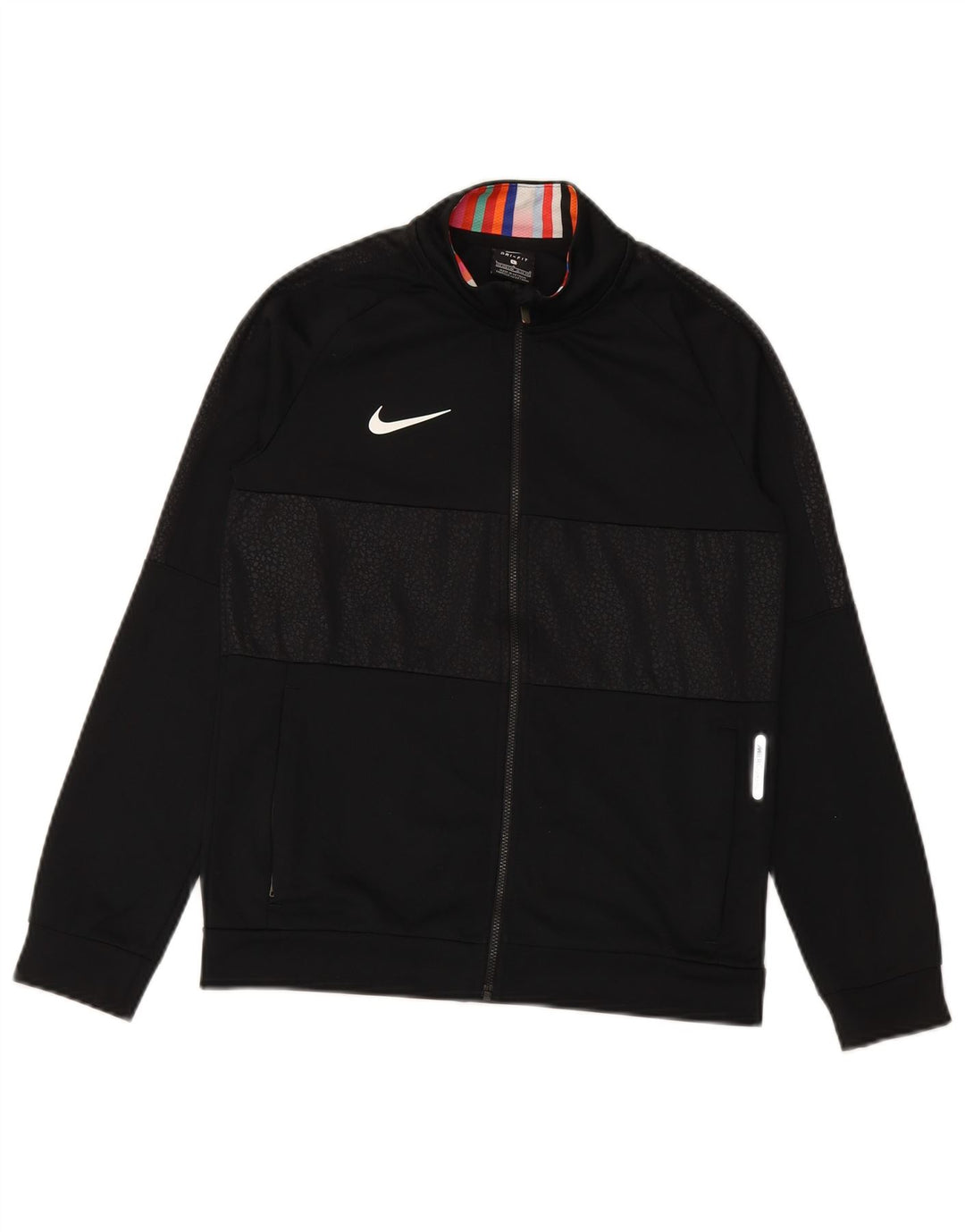 NIKE Boys Dri Fit Tracksuit Top Jacket 12-13 Years Large Black