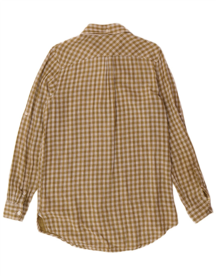TOMMY HILFIGER Womens Longline Shirt US 8 Medium Green Gingham Cotton