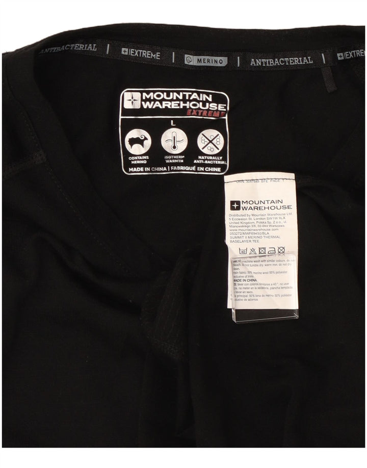 Mountain Warehouse Mens T-Shirt Top Large Black Wool