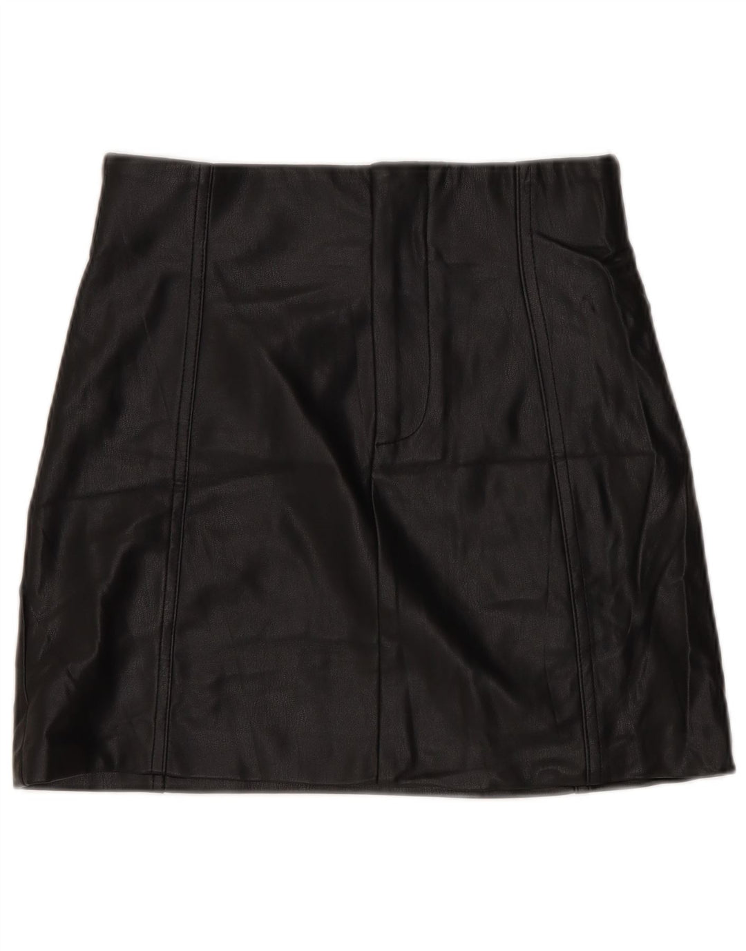 Zara Womens Faux Leather Mini Skirt Small W26  Black Polyurethane