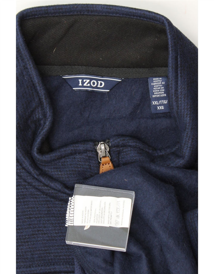 IZOD Mens Sleeveless Tracksuit Top Jacket 2XL Navy Blue Flecked Polyester Vintage Izod and Second-Hand Izod from Messina Hembry 