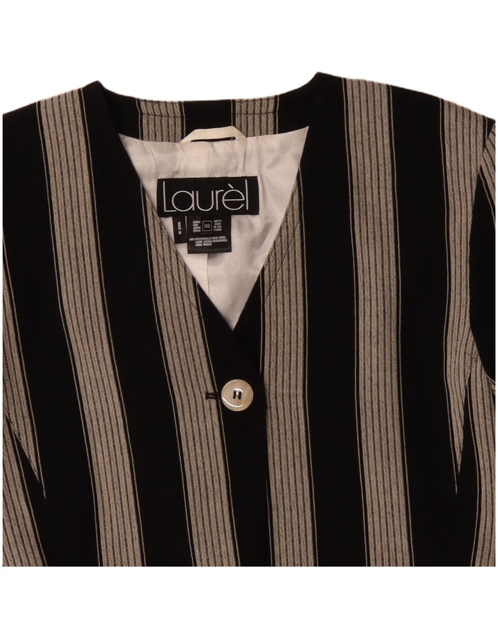 Laurel Womens 1 Button Crop Blazer Jacket EU 36 Small Black Striped Wool
