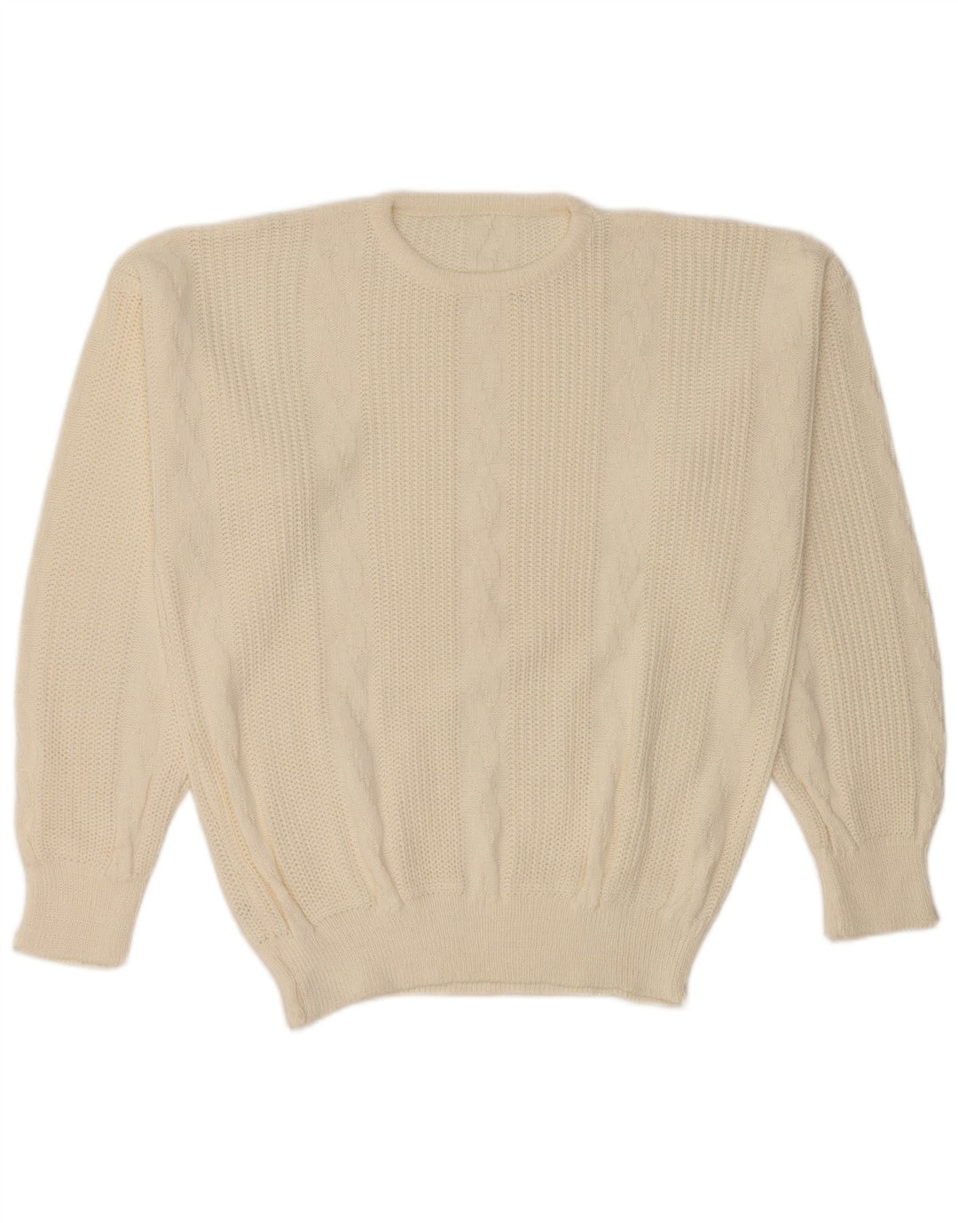 VINTAGE Mens Crew Neck Jumper Sweater IT 52 Large White Acrylic