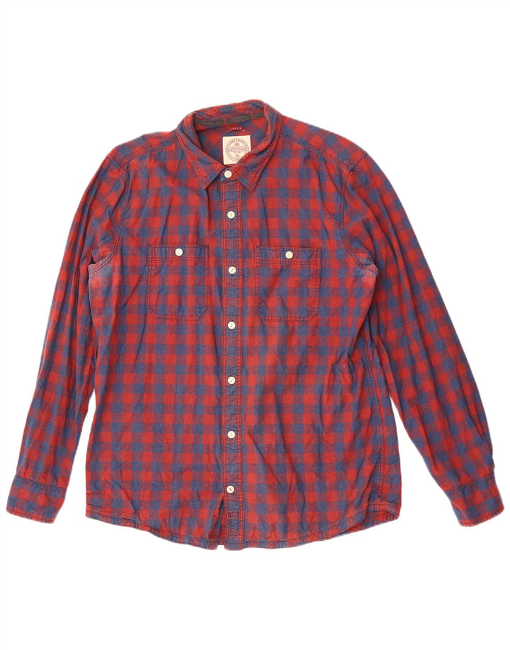 Fat Face Mens Shirt Large Red Check Cotton
