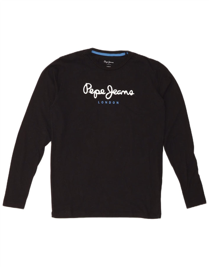 PEPE JEANS Mens Graphic Top Long Sleeve Small Black