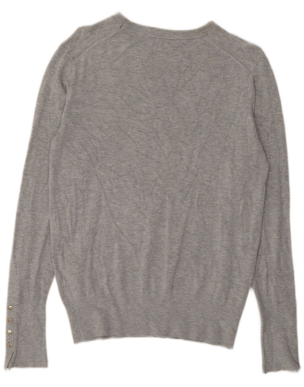 Zara Womens Boat Neck Jumper Sweater UK 14 Large Grey Flecked Viscose