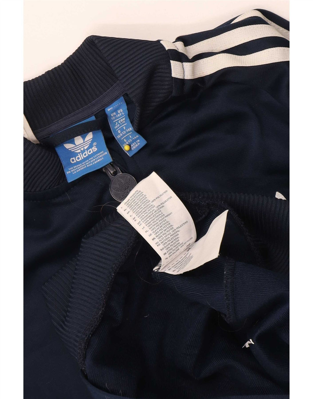Adidas Boys Tracksuit Top Jacket 13-14 Years Navy Blue Polyester