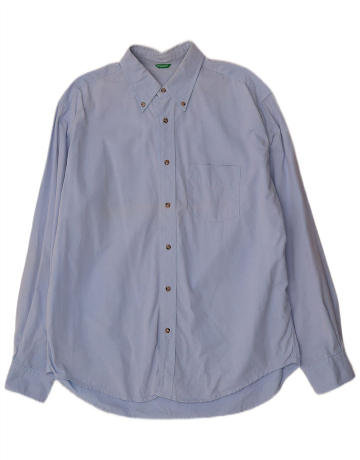 Benetton Mens Shirt XL Blue Cotton