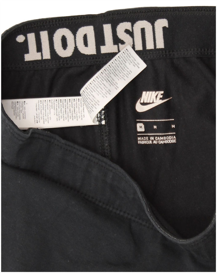 Nike Womens Graphic Leggings UK 12 Medium Black Cotton