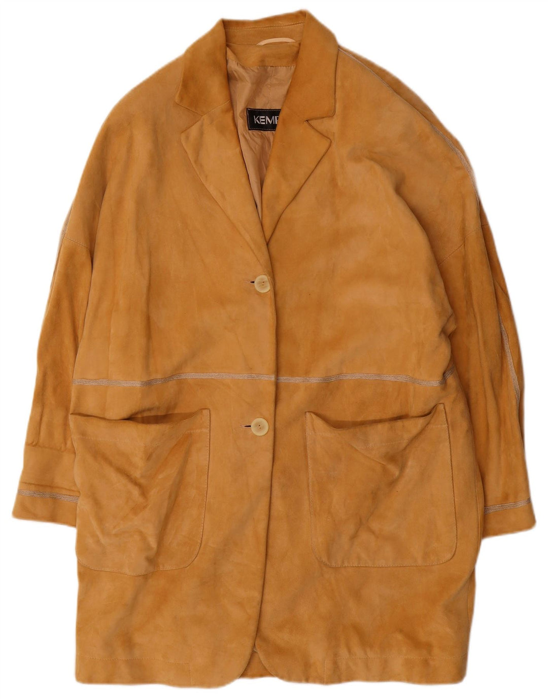 KEMPER Womens Oversized Suede Overcoat EU 40 Medium Brown Leather