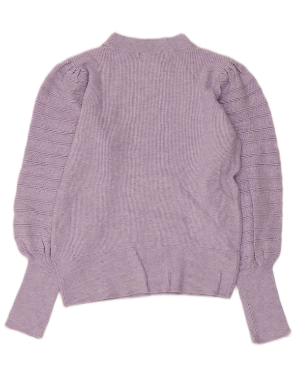 MARKS & SPENCER Womens Crop Crew Neck Jumper Sweater UK 8 Small Purple