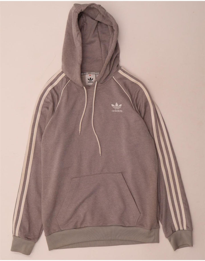 Adidas Mens Hoodie Jumper Small Grey Polyester