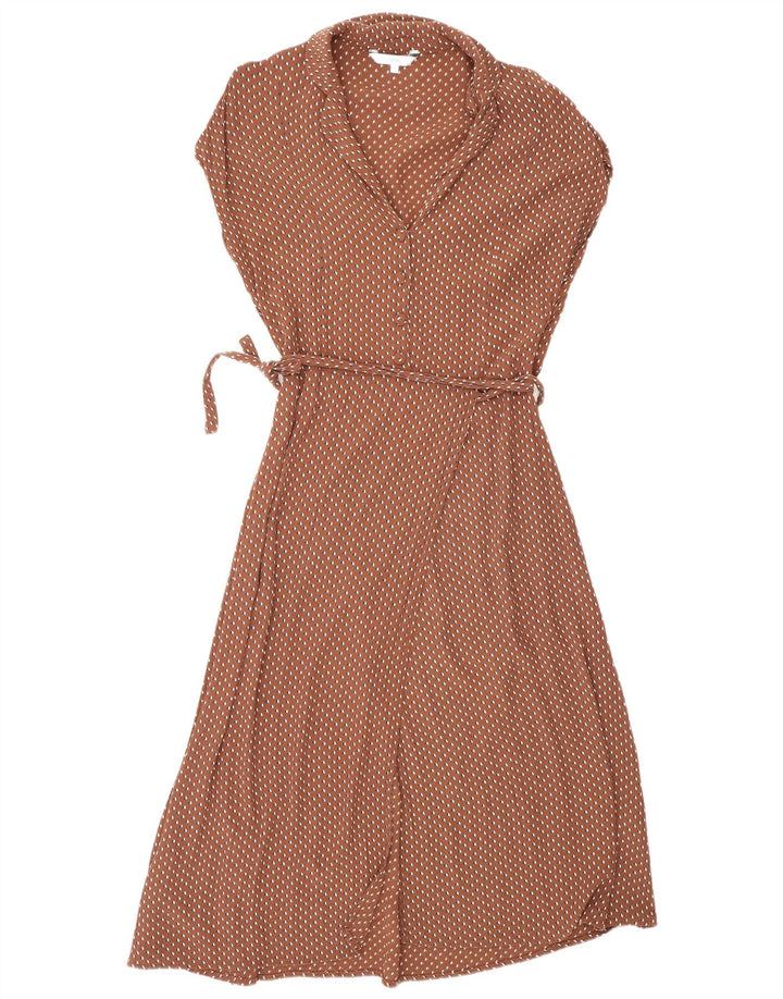 Next Womens Wrap Maxi Dress UK 14 Medium Brown Geometric Viscose