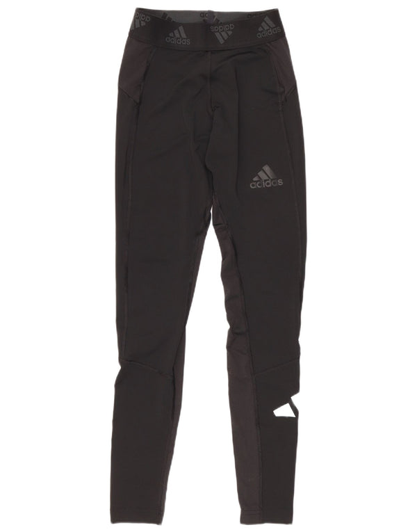 Adidas Womens Graphic Leggings UK 10 Small Black Polyester
