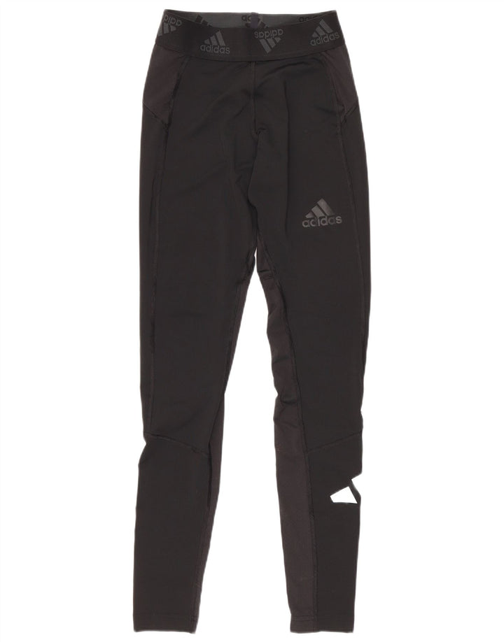 Adidas Womens Graphic Leggings UK 10 Small Black Polyester