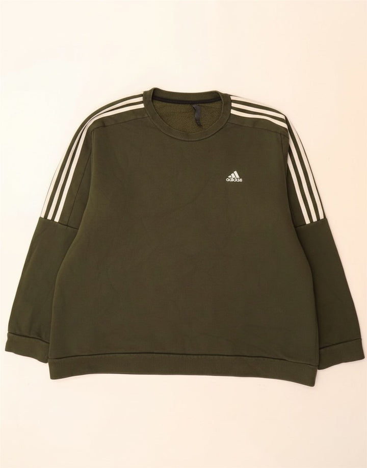 Adidas Mens Sweatshirt Jumper 2XL Khaki Cotton