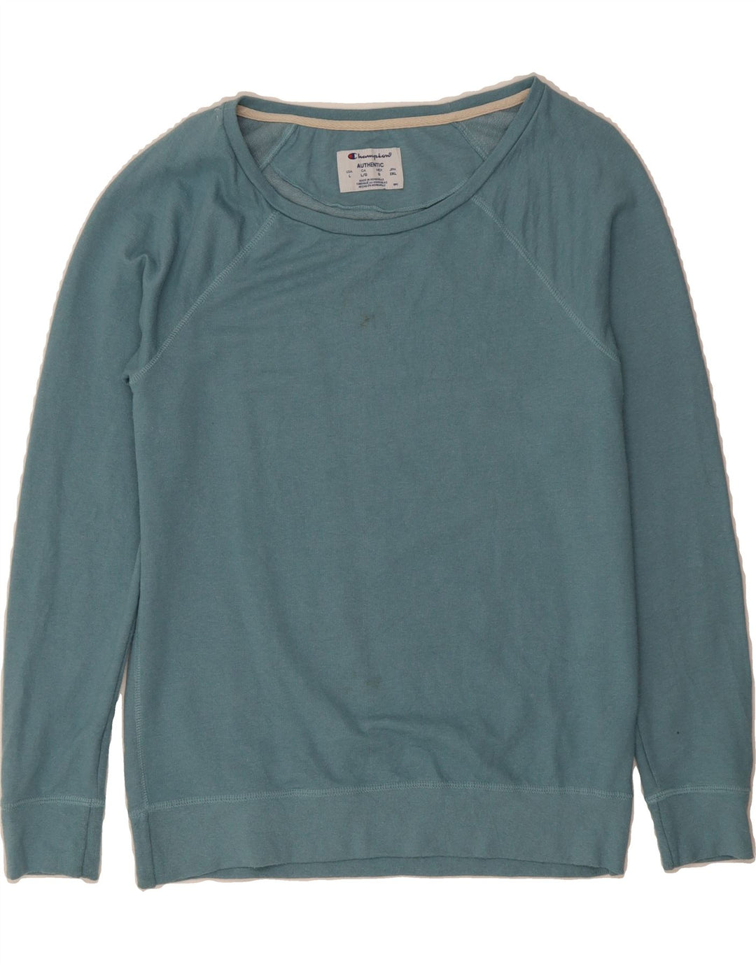 CHAMPION Womens Sweatshirt Jumper UK 16 Large Blue Rayon Vintage Champion and Second-Hand Champion from Messina Hembry 