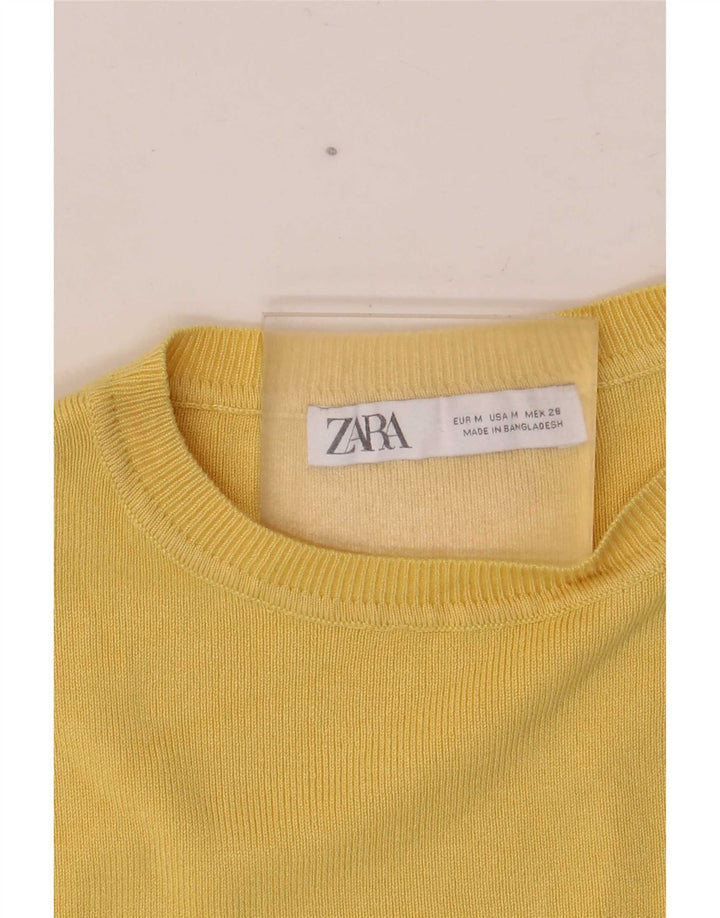 Zara Womens Crop Vest Top UK 14 Medium Yellow