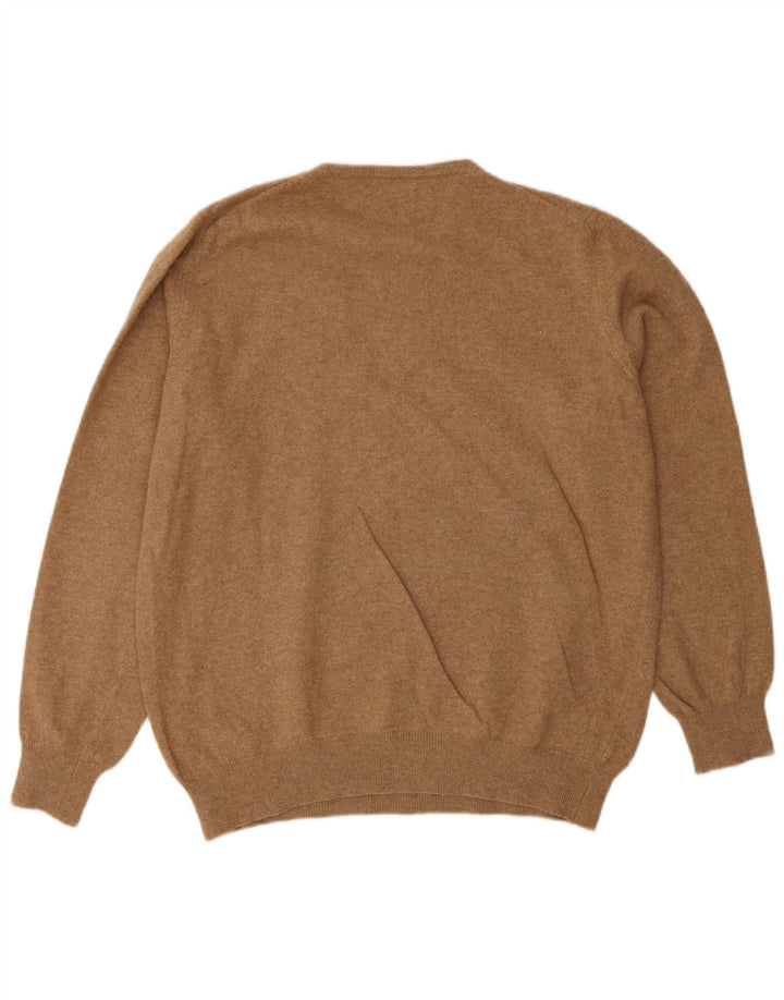 Benetton Mens Crew Neck Jumper Sweater Medium Brown